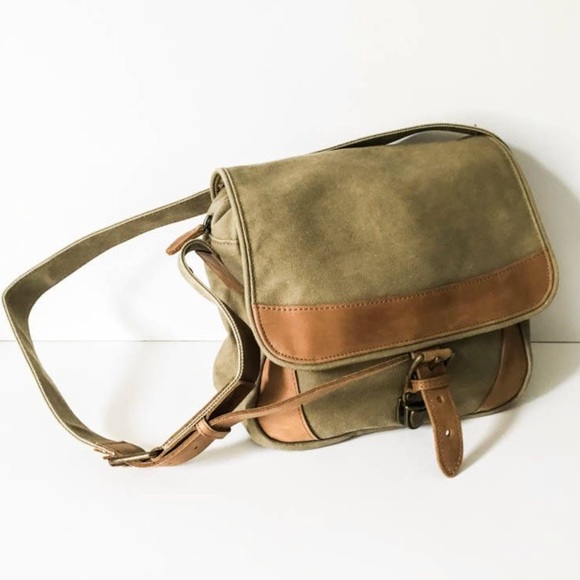 canvas leather shoulder bag